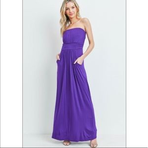 Purple Maxi Tube Dress with Pockets